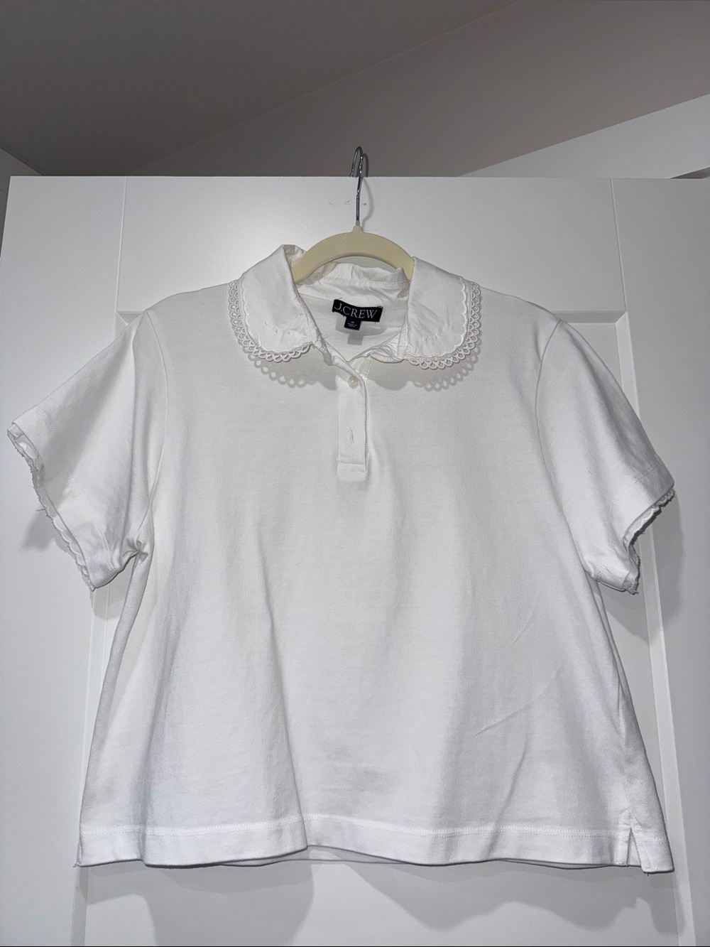J. Crew White Collared Shirt with Label Detail